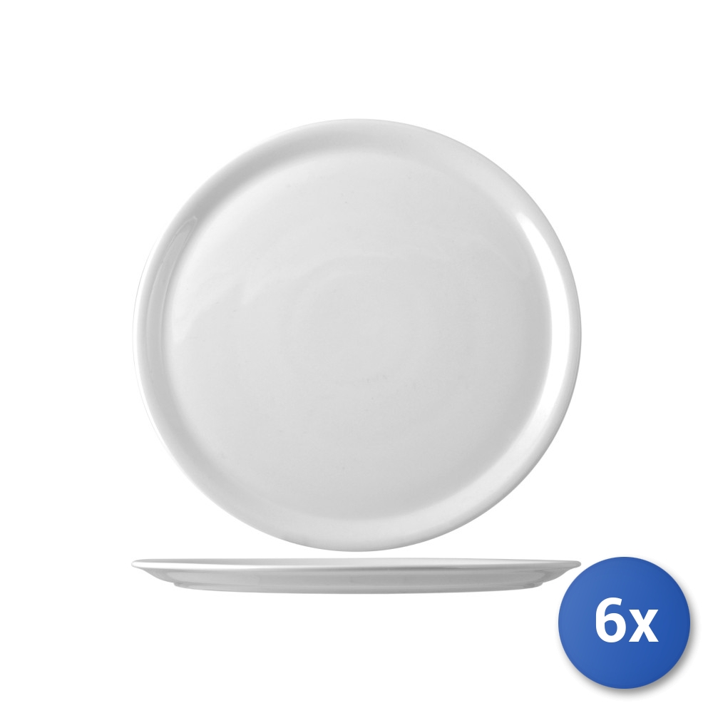 6X White Porcelain Pizza Plate Napoli 13 Inches